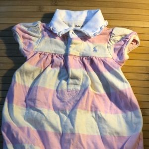Baby Girl Polo Pink and White Stripe Romper